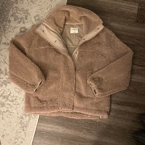 Abercrombie full zip brown Sherpa jacket